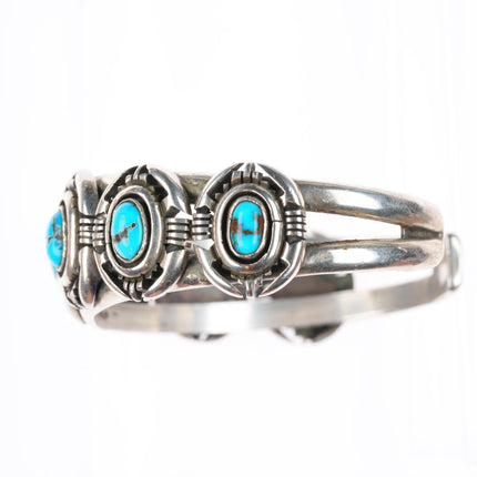6.3" Jimmy Secatero Navajo sterling silver high grade turquoise cuff bracelet