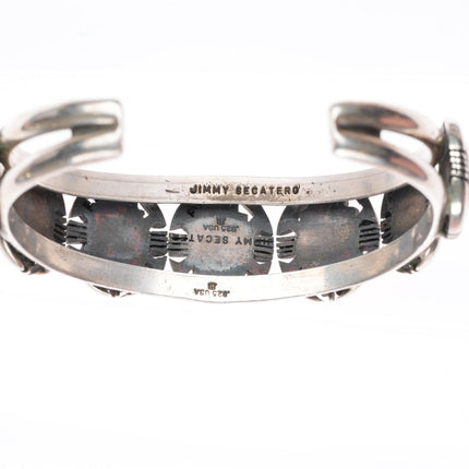 6.3" Jimmy Secatero Navajo sterling silver high grade turquoise cuff bracelet