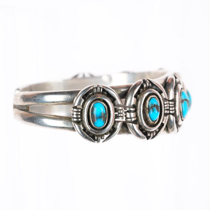 6.3" Jimmy Secatero Navajo sterling silver high grade turquoise cuff bracelet