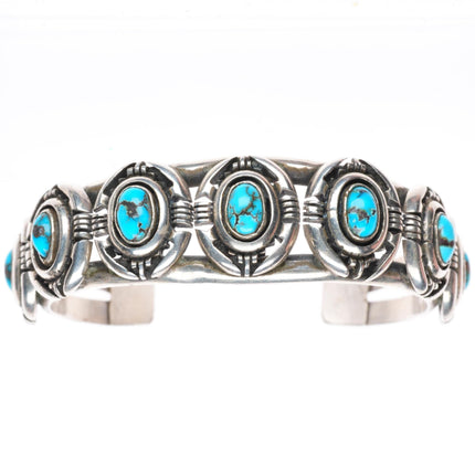 6.3" Jimmy Secatero Navajo sterling silver high grade turquoise cuff bracelet