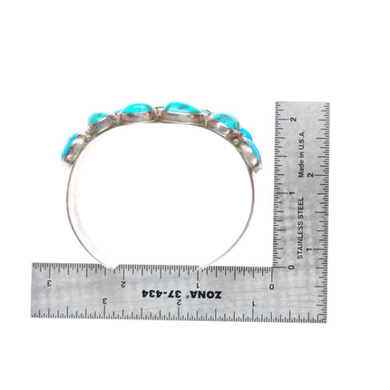 6.8" Victoria Nez Navajo sterling silver turquoise cluster cuff bracelet