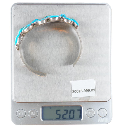 6.8" Victoria Nez Navajo sterling silver turquoise cluster cuff bracelet