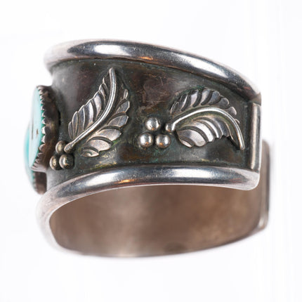 6.5" Vintage EY Navajo sterling silver cuff bracelet with nice turquoise