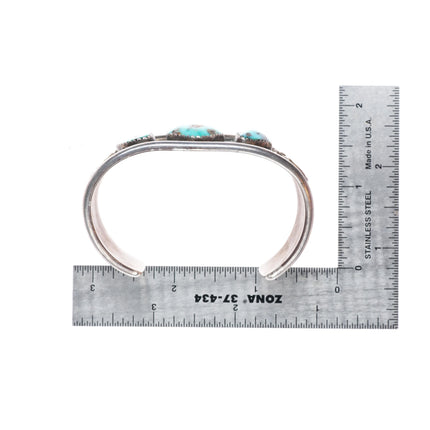 6.5" Vintage EY Navajo sterling silver cuff bracelet with nice turquoise