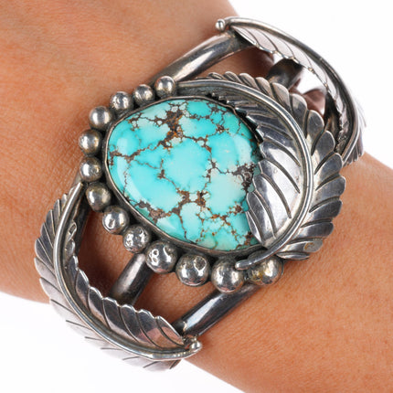 6.3" vintage  EY Navajo sterling silver #8 Nevada turquoise cuff bracelet