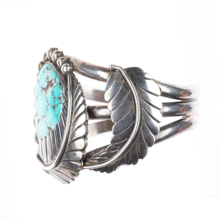 6.3" vintage  EY Navajo sterling silver #8 Nevada turquoise cuff bracelet