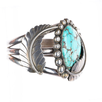 6.3" vintage  EY Navajo sterling silver #8 Nevada turquoise cuff bracelet