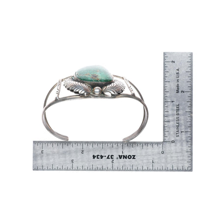6.5" vintage Navajo Nevada high grade turquoise sterling silver cuff bracelet