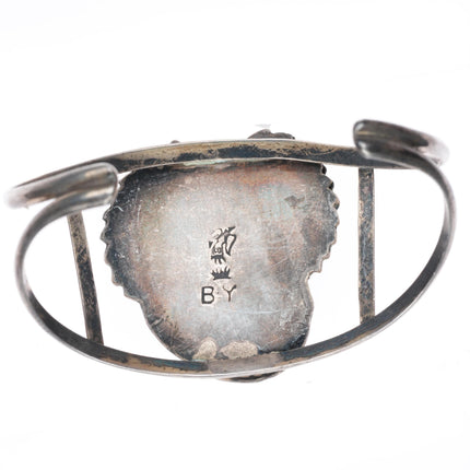 6.5" vintage Navajo Nevada high grade turquoise sterling silver cuff bracelet