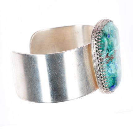 6" Arizona Shattuckite, Gem Silica, Chrysocolla sterling silver cuff bracelet