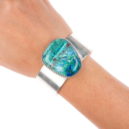 6" Arizona Shattuckite, Gem Silica, Chrysocolla sterling silver cuff bracelet