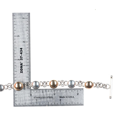 6.5" Artie Yellowhorse Navajo 14k gold/Sterling silver domes link bracelet