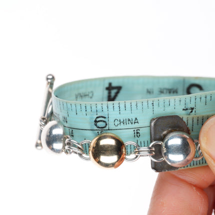 6.5" Artie Yellowhorse Navajo 14k gold/Sterling silver domes link bracelet