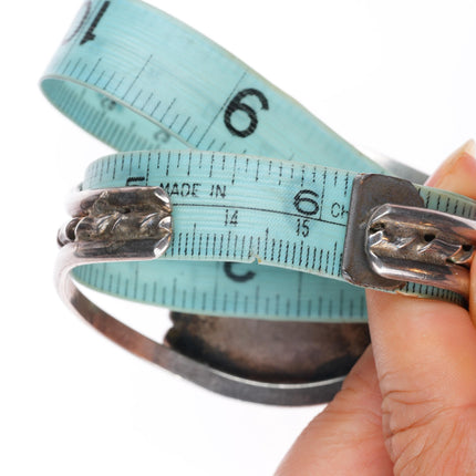 6.1" vintage Navajo sterling silver turquoise cuff bracelet twisted center wire