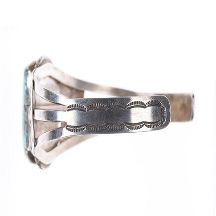 7" vintage Navajo High grade Nevada turquoise sterling silver cuff bracelet