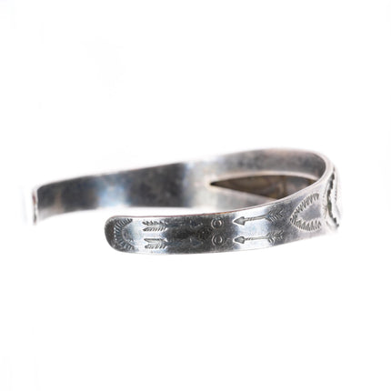 6.25" c1930-40's Fred Harvey Style Silver Arrow cuff bracelet with turquoise