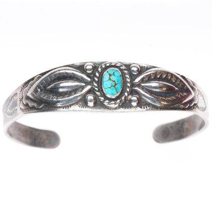 6.25" c1930-40's Fred Harvey Style Silver Arrow cuff bracelet with turquoise
