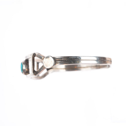 6" vintage Navajo high grade turquoise sterling silver slim cuff bracelet