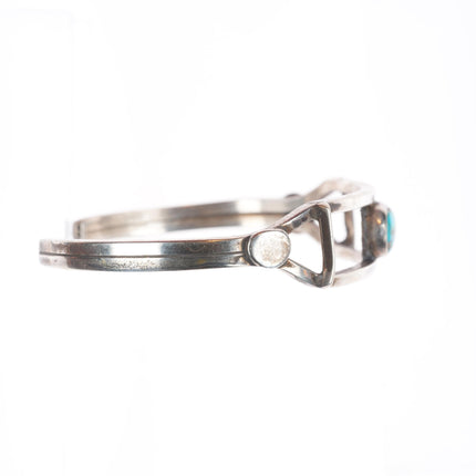 6" vintage Navajo high grade turquoise sterling silver slim cuff bracelet