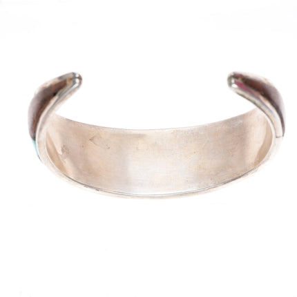 6.5" Vintage Native American sterling silver turquoise/ironwood cuff bracelet