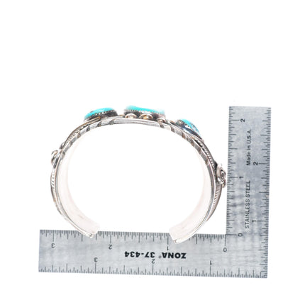 6.75" Big H Spencer Navajo sterling silver Kingman turquoise cuff bracelet