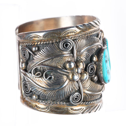 6.75" Big H Spencer Navajo sterling silver Kingman turquoise cuff bracelet
