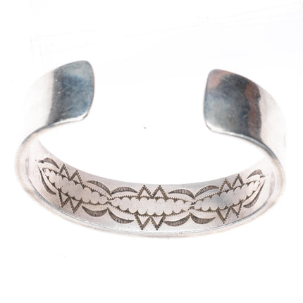 7.25" Darin Bill Navajo sterling silver gold filled heavy stamped cuff bracelet