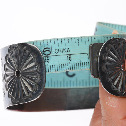 6.7" c1930-40's Navajo sterling silver deep stamped cuff bracelet w/Arrows