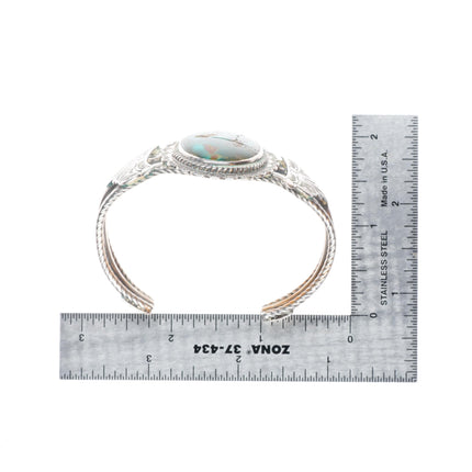 6.5" 1930's vintage Navajo sterling silver Royston turquoise cuff bracelet