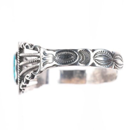 6.5" 1930's-40's Navajo Lone Mountain turquoise sterling silver cuff bracelet