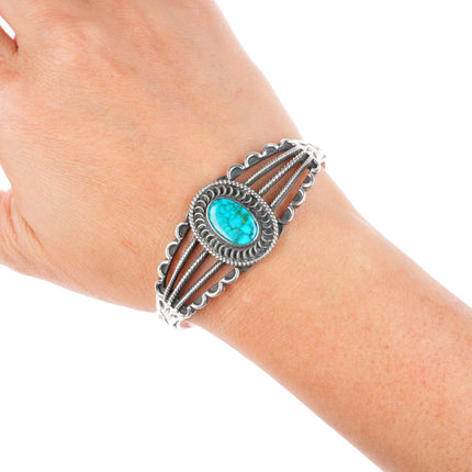 6.5" 1930's-40's Navajo Lone Mountain turquoise sterling silver cuff bracelet