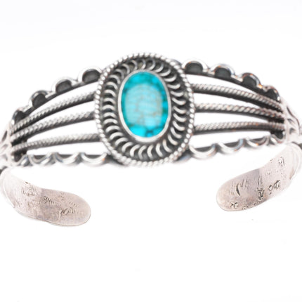 6.5" 1930's-40's Navajo Lone Mountain turquoise sterling silver cuff bracelet