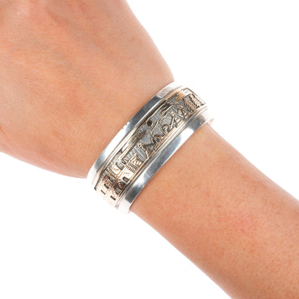 6.3" Mark Yazzie Navajo 14k gold - sterling silver storyteller cuff bracelet
