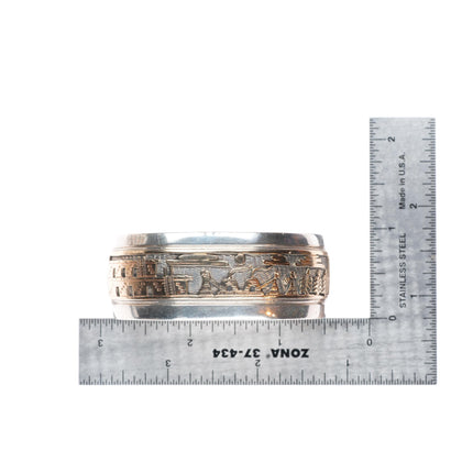 6.3" Mark Yazzie Navajo 14k gold - sterling silver storyteller cuff bracelet