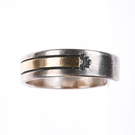 6.1" Chimney Butte Navajo 14k gold/Sterling silver  banded cuff bracelet