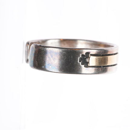 6.1" Chimney Butte Navajo 14k gold/Sterling silver  banded cuff bracelet