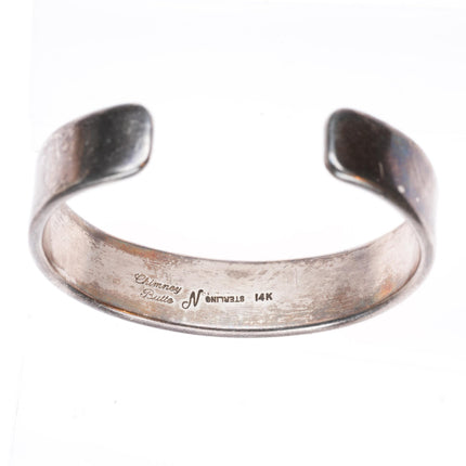 6.1" Chimney Butte Navajo 14k gold/Sterling silver  banded cuff bracelet