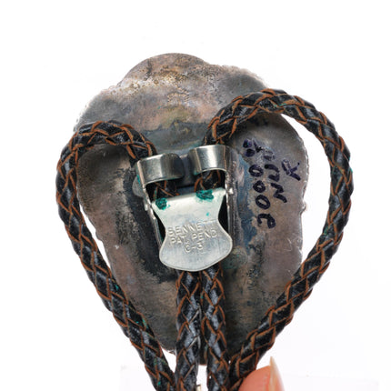 c1960 c-31 14k gold on Sterling silver large bolo tie with nice turquoise