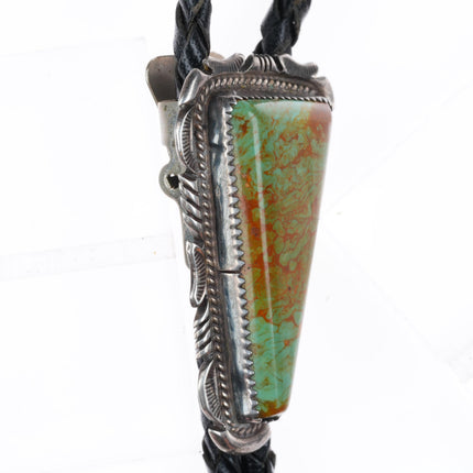 Vintage Navajo Ceremonial Kingman turquoise sterling silver bolo tie