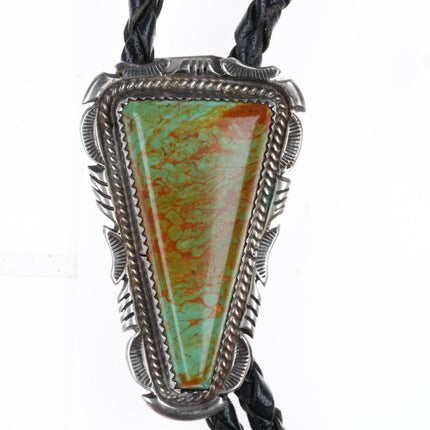 Vintage Navajo Ceremonial Kingman turquoise sterling silver bolo tie
