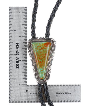 Vintage Navajo Ceremonial Kingman turquoise sterling silver bolo tie