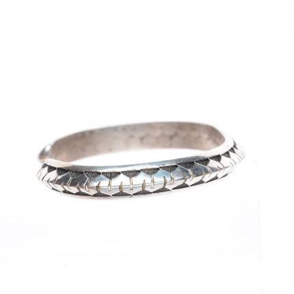 7.4" vintage Navajo deep stamped sterling silver carinated cuff bracelet