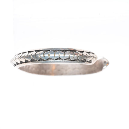 7.4" vintage Navajo deep stamped sterling silver carinated cuff bracelet