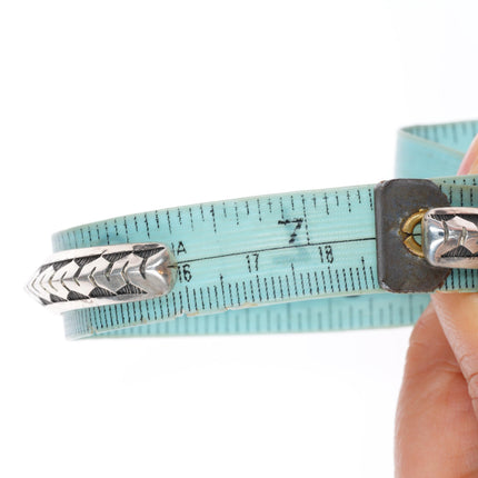 7.4" vintage Navajo deep stamped sterling silver carinated cuff bracelet
