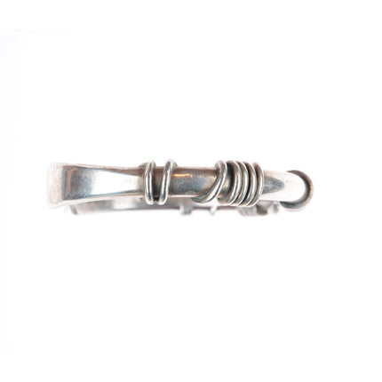 7.5" Orville Tsinnie Navajo sterling silver wire wrapped modernist cuff bracelet