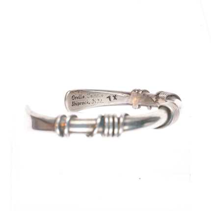 7.5" Orville Tsinnie Navajo sterling silver wire wrapped modernist cuff bracelet