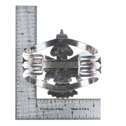 6.25" c1940's vintage Zuni sterling silver large Knifewing inlaid cuff bracelet