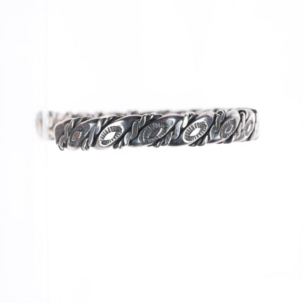 6.5" deep stamped Navajo vintage sterling silver braided cuff bracelet