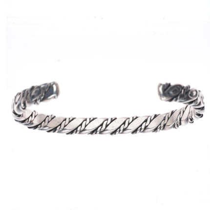 6.5" deep stamped Navajo vintage sterling silver braided cuff bracelet