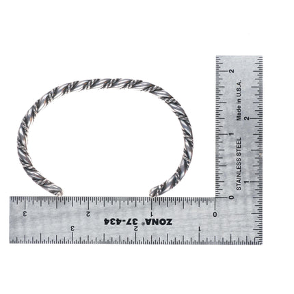 6.5" deep stamped Navajo vintage sterling silver braided cuff bracelet